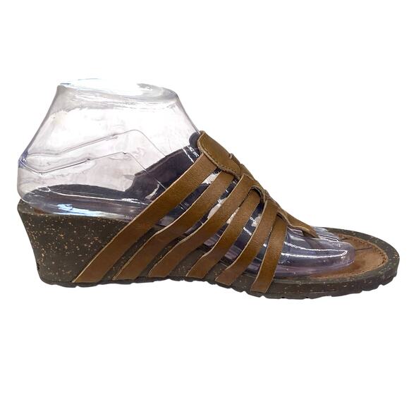 Teva Women's Cabrillo Brown Leather Slip On Strappy Wedge Sandal Size US 7.5 - Picture 4 of 11